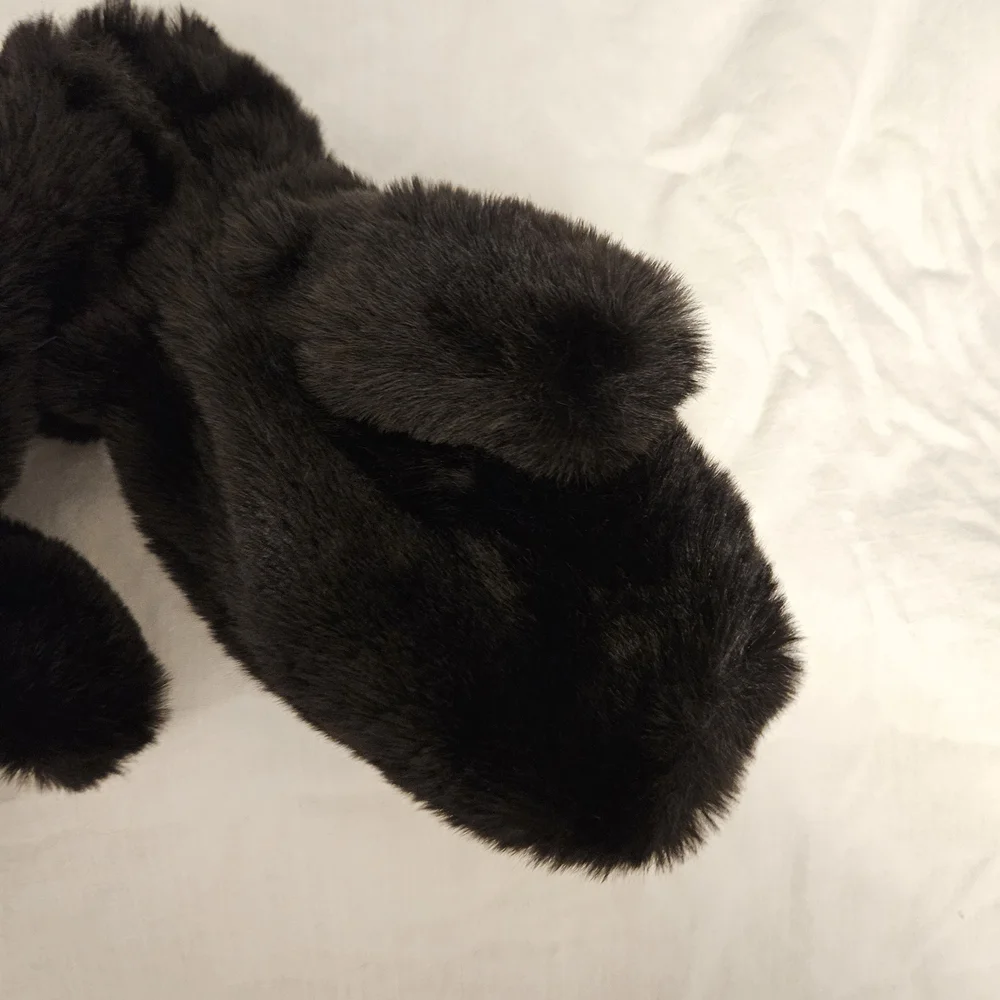 Luxurious Black Faux Fur Mittens
